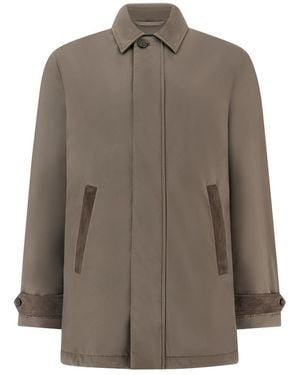 Paul & Shark Typhoon Platinum Car Coat With Suede Details - Brown