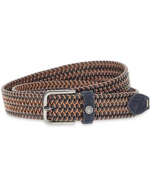 Paul & Shark Elastic Braided Leather Belt With Suede Finishes - Brown