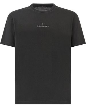 Paul & Shark Light Cotton Jersey T-Shirt With Print - Black