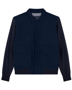 Paul & Shark Hybrid-Reißverschlusshemdjacke Aus Wolle, Seide Und Typhoon Silk, Mann, Größe - Blau