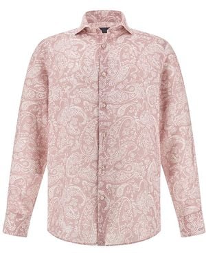 Paul & Shark Linen Shirt With Shark Paisley Pattern - Pink