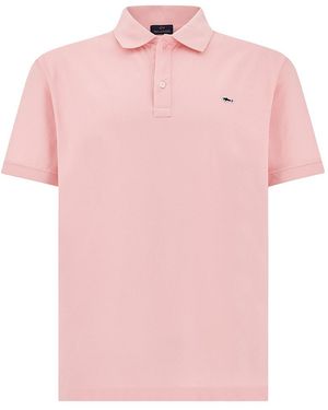 Paul & Shark Double Piqué Cotton Polo Shirt With Shark Embroidery - Pink