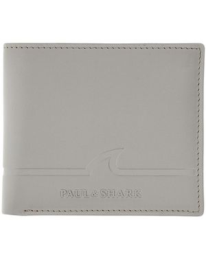 Paul & Shark Shark Fin-Embossed Leather Wallet - Grey