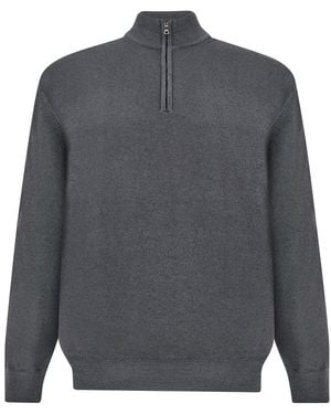 Paul & Shark Stückgefärbter Wollpullover Mit Halbzipper, Mann, Größe - Grau