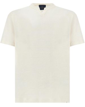 Paul & Shark Pure Linen Jersey Open Collar T-Shirt - White