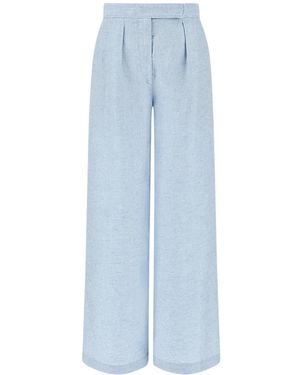 Paul & Shark Wide Leg Linen Trousers - Blue