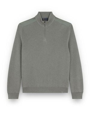 Paul & Shark Wool Silk Half Zip Jumper With Typhoon Silk - Grey