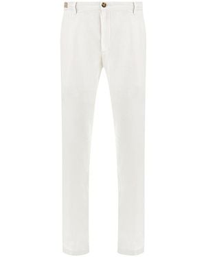 Paul & Shark Linen Chino Trousers With Drawstring - White