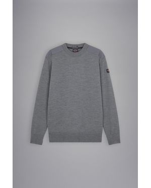 Paul & Shark Bretagne Wool Crew Neck With Iconic Badge - Gray