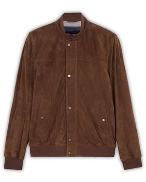 Paul & Shark Aqualeather Suede Bomber - Brown
