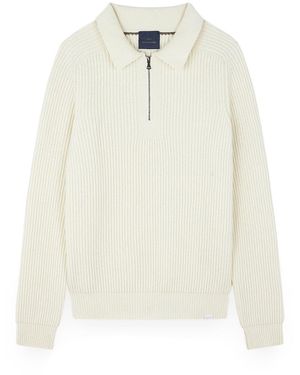 Paul & Shark Zipped Re-Wool Polo Shirt - White
