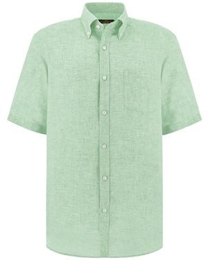 Paul & Shark Soffio Linen Shirt With Short Sleeves - Green