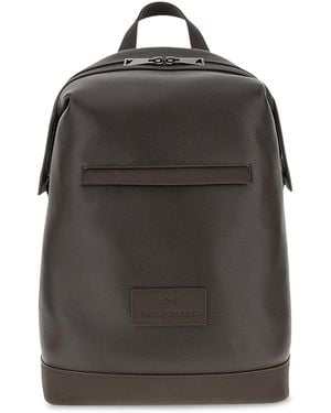 Paul & Shark Tumbled Leather Backpack - Black