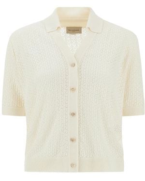 Paul & Shark Linen Open Stitch Knit Cardigan - White