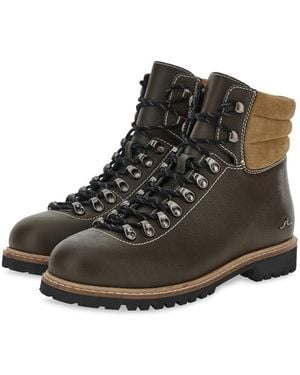 Paul & Shark Leather Lace-Up Boots - Black