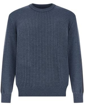 Paul & Shark Tech Wool Crewneck Sweater With Typhoon Platinum Details - Blue