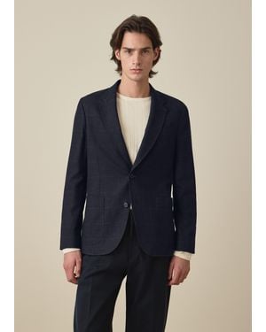 Paul Smith Check Wool Patch-Pocket Buggy-Lined Blazer - Blue