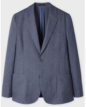 Paul Smith Stone Linen Patch-Pocket Unlined Blazer - Blue