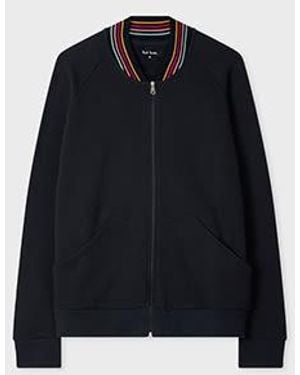 Paul Smith 'Swirl' Ribbed Collar Lounge Bomber - Black