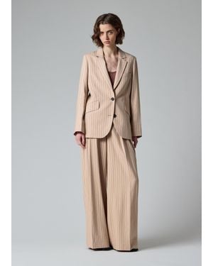 Paul Smith Sand Pinstripe Wide Leg Pants - Natural