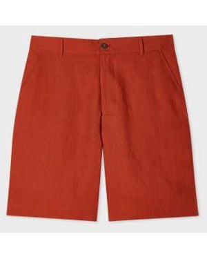 Paul Smith Rust Linen Shorts - Red