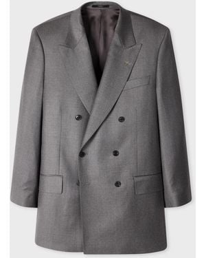 Paul Smith Oversized Pin-Dot Wool Double-Breasted Blazer - Gray