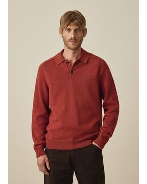 Paul Smith Merino Wool Long-Sleeve Polo Shirt - Red