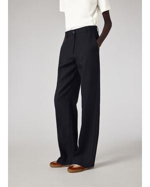 Paul Smith Linen Wide-Leg Pants - Blue