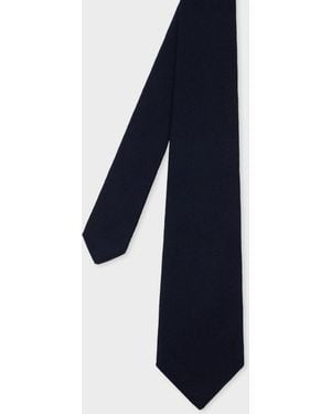 Paul Smith Wool-Silk Herringbone Tie - Blue