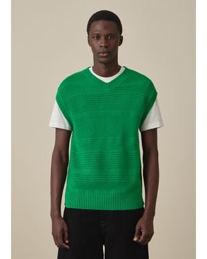 Paul Smith Textured Cotton Knitted Vest - Green