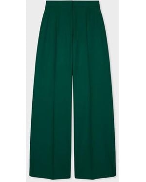 Paul Smith Pine Wool Wide-Leg Pants - Green