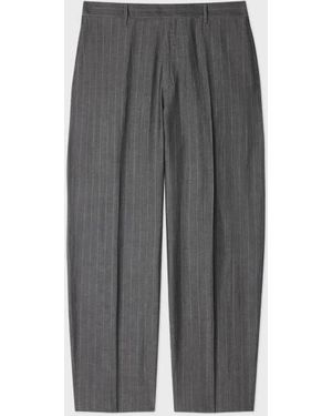 Paul Smith Relaxed-Fit Wool-Linen Pinstripe Pants - Gray
