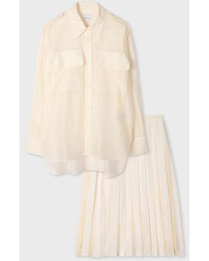 Paul Smith Ecru Cotton-Silk Organza Shirt And Skirt Co-Ord - Natural