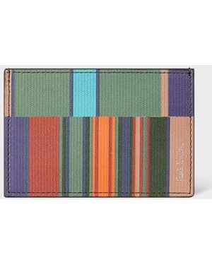 Paul Smith 'Seasonal Stripe' Leather Card Holder - Green