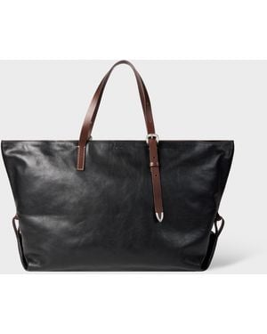 Paul Smith Leather Duffle Tote Bag - Black