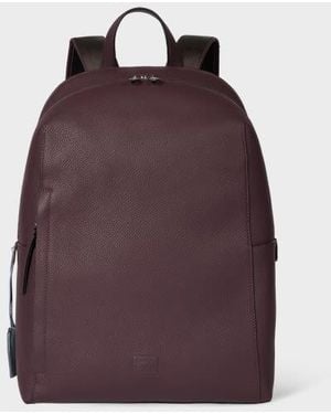 Paul Smith Burgundy Leather Backpack - Purple