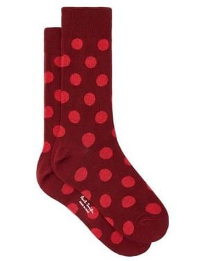 Paul Smith Cotton-Blend 'Polka Dot' Socks - Red