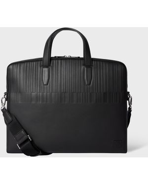 Paul Smith Dark Leather 'Shadow Stripe' Folio - Black