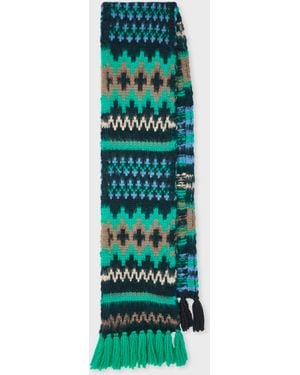 Paul Smith Chunky Fair Isle Scarf - Green