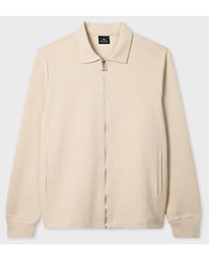 Paul Smith Ecru Double-Face Jersey Zip-Front Sweatshirt - Natural