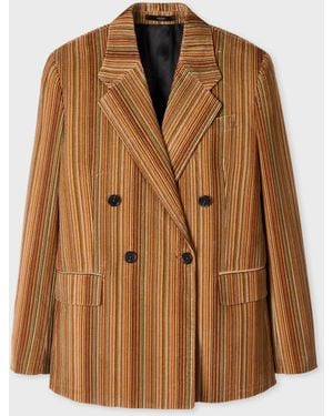 Paul Smith 'Signature Stripe' Cord Double-Breasted Blazer - Brown