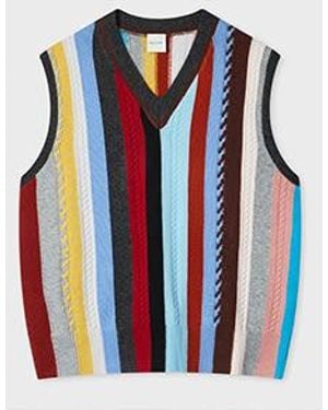Paul Smith Cashmere-Blend 'Signature Stripe' Knitted Vest Top - Red