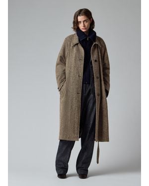 Paul Smith Light Harris Tweed Herringbone Belted Coat - Black