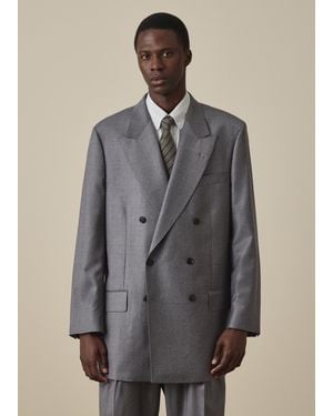 Paul Smith Oversized Pin-Dot Wool Double-Breasted Blazer - Gray