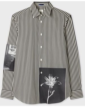 Paul Smith Regular-Fit Bengal Stripe Photo Print Shirt - Gray