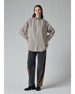 Paul Smith Check Brushed-Cotton Frill Shirt - Gray