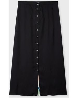 Paul Smith Viscose Button Front Skirt - Black