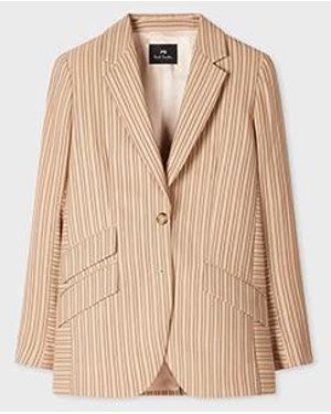 Paul Smith Sand Stripe Wool Blazer - Natural
