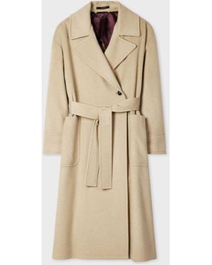 Paul Smith Wool-Cashmere Trench Coat - Natural