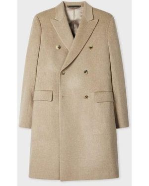 Paul Smith Wool-Cashmere Double-Breasted Overcoat - Natural